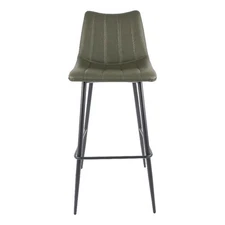 Moe's Home Collection Alibi 30" Vegan Leather Barstool in Dark Green (Set of 2)