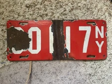 1912 New York Porcelain License Plate