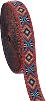 PH 9.14M Vintage Jacquardband 18Mm Flowerband Im Ethno Stil Rotes Besticktes Ra