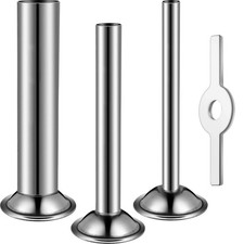 Mudder 4 Pcs Sausage Stuffer Tubes, 3 Sizes Stainless Steel with Ring Silver
