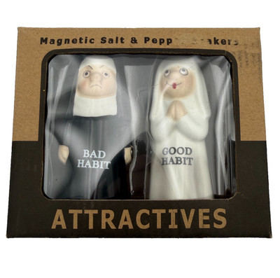 Attractives Magnetic Salt & Pepper Shakers - Nuns Good Habit Bad Habit