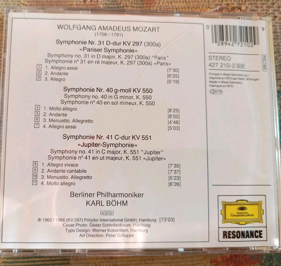 W.A. Mozart: Sinfonien 31, 40, 41, Jupiter, Berliner Philharmoniker, Karl Böhm - Bild 2 von 3