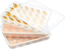 3PCS Deviled Egg Platter and Carrier With Lid 72Egg Slots for Party Home Kitchen