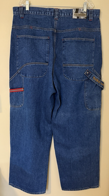 Solo Semore Wide-Leg Embroidered Denim Jeans Baggy Carpenter Loop 