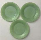 3 Vintage 1940's Fire King Glass Jadeite Jane Ray Ribbed Salad/Desert Plates