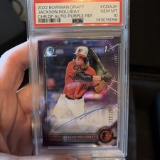 2022 Bowman Draft Chrome Draft Pick Autographs Jackson Holliday Purple Refr /250
