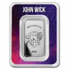 John Wick 1 oz Silver Continental Bar in TEP - (Lite Abrasions)