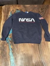 NASA x H M SZ XS NAVY/Dark BLUE SWEATSHIRT Space UFO UAP LUNAR ROCKET