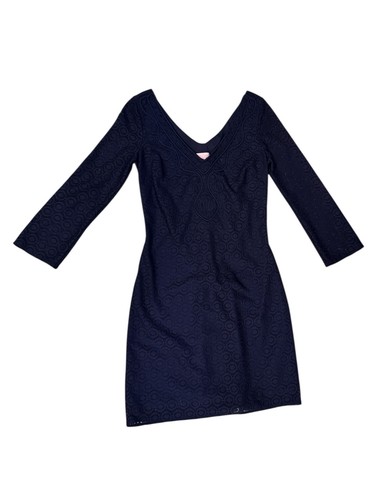 Alden, Lilly Pulitzer Alden True Navy Blue Knit Geo Circle Lace Tunic Dress Size XS