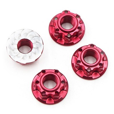 NEW Yeah Racing YA-0448RD 4mm Aluminium Wheel Flange Lock Nut Red (4) for 1/10