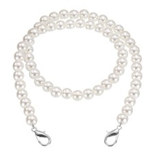 2 Pcs Imitation Pearl Purse Strap, 23.6 Inch Handbag Lobster Clasp, Silver