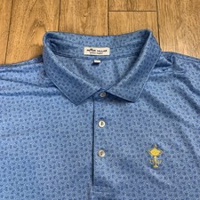 Peter Millar Summer Comfort Polo Men 2XL Blue Knock Out Skulls AOP Golf READ