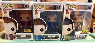 Funko Pop! Supernatural 93 94 95 Sam Dean Castiel Hot Topic w/ Protectors