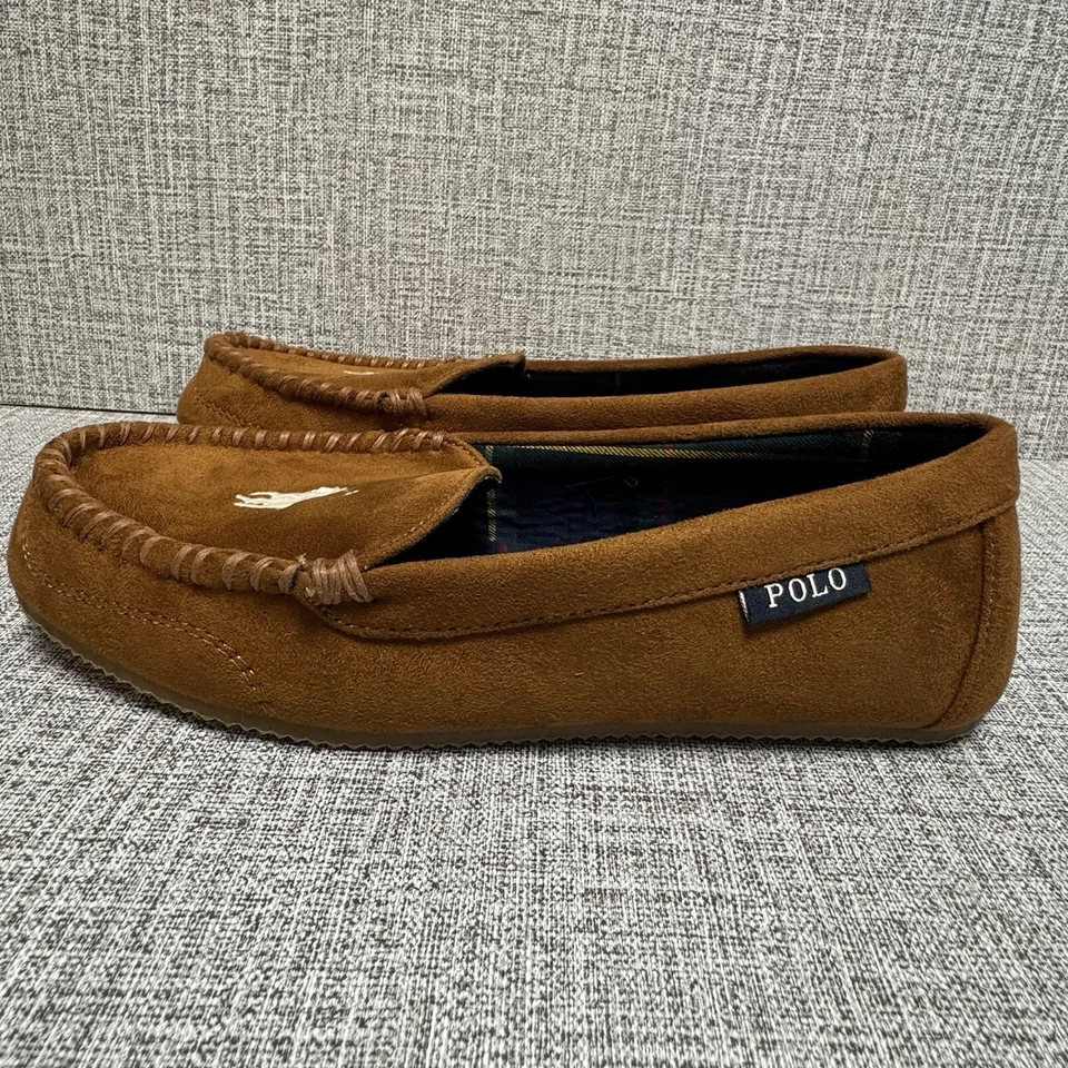 POLO RALPH LAUREN Slippers Mens Size 9 Chestnut Dezi V Declan Plaid Luxury - Image 4 of 4