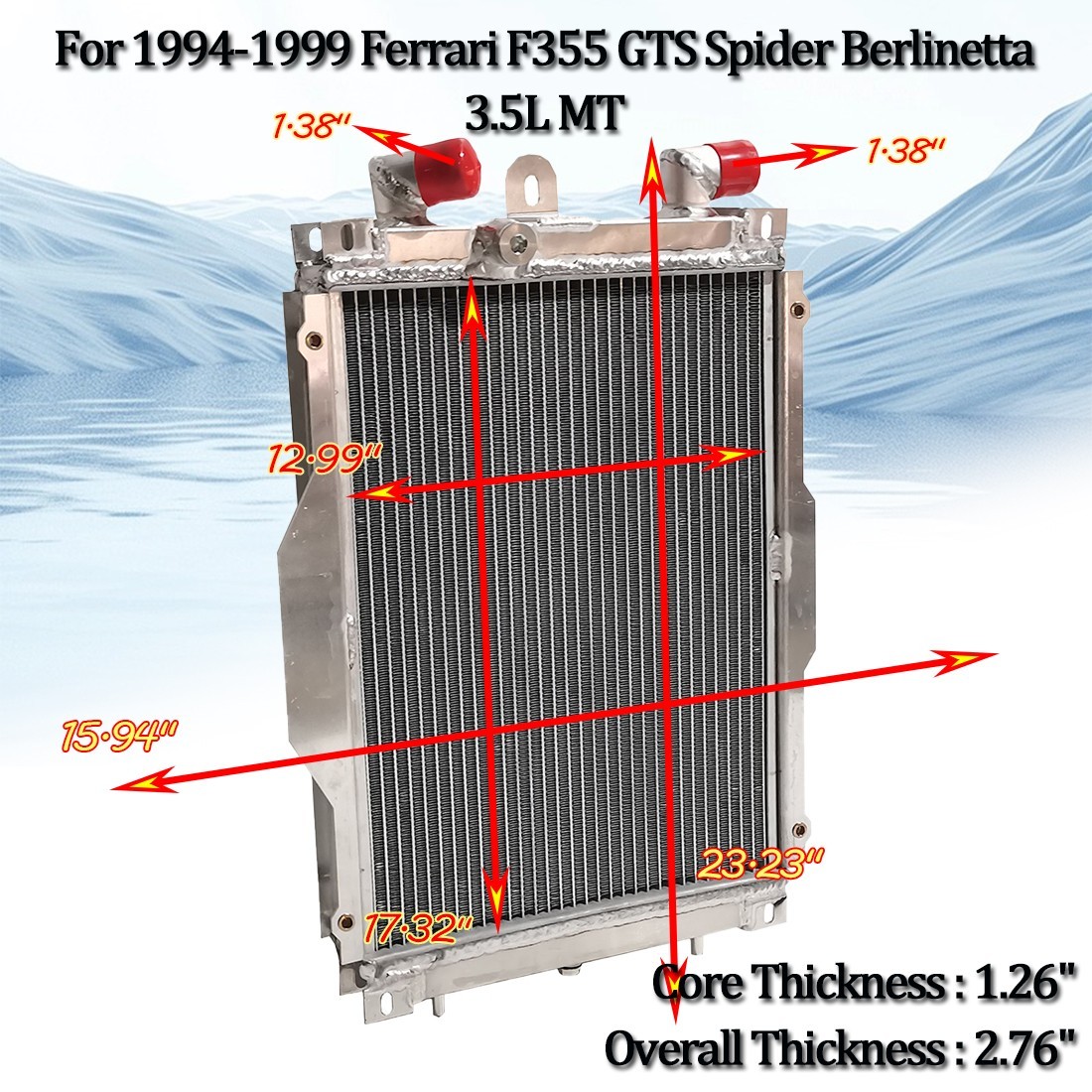 Fits for Ferrari F355 3.5L 1994-1999 1998 Left+Right Pair Full Aluminum Radiator