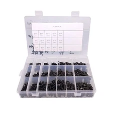 300pcs M3 M4 M5 Flat Head Socket Cap Screws, Alloy Steel Grade 10.9, DIN 7991...