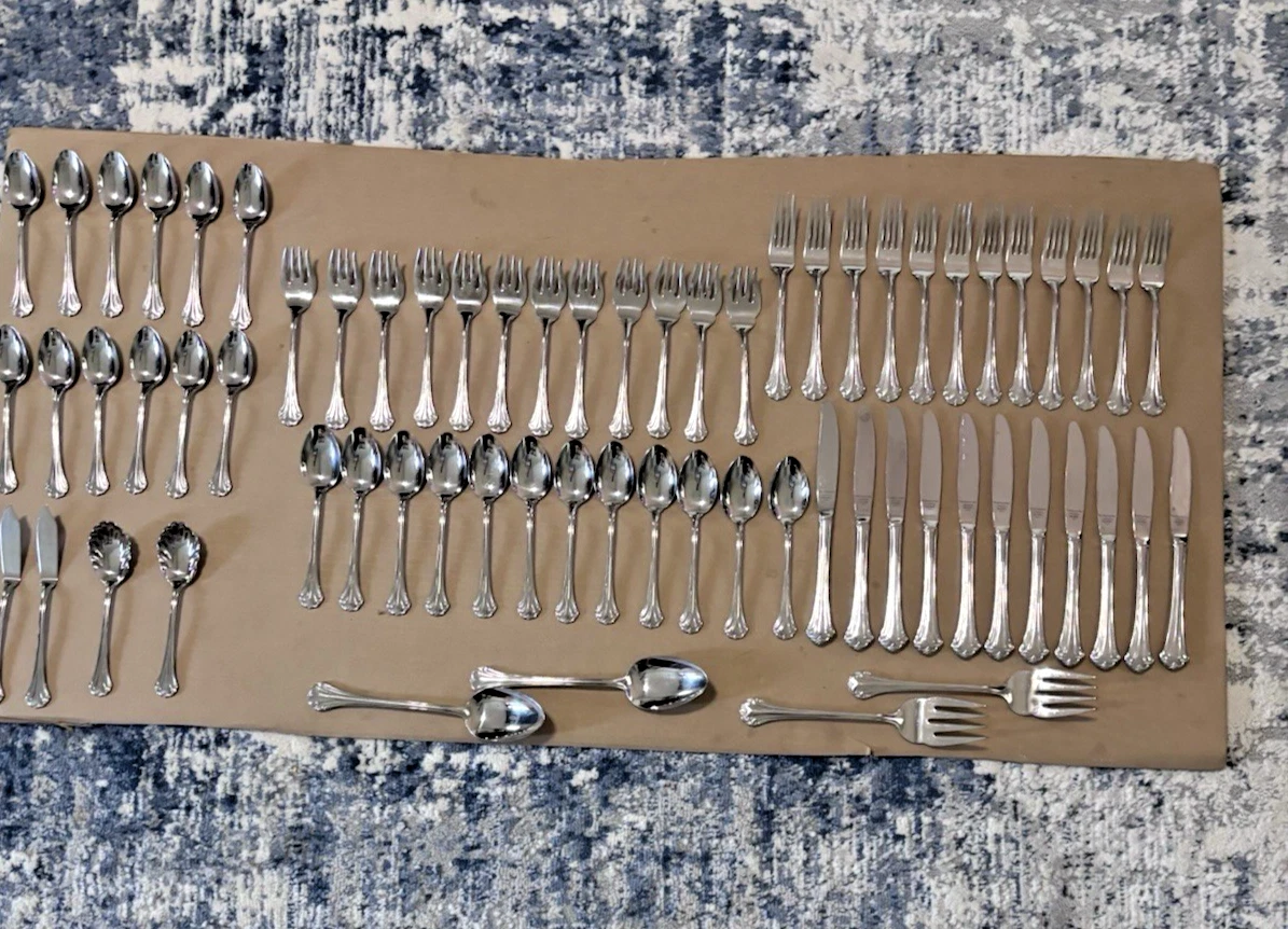 REED & BARTON Regine Pattern 18-8 Stainless Steel Flatware Silverware Lot of 67