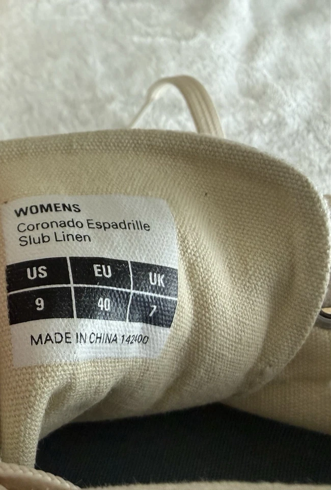 Womens Seavees White Coronado Espadrille Slub Linen Sneaker Lace Up Size US 9 - Image 3 of 4