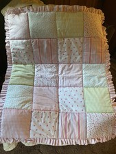 Circo Pink Green Nursery Crib Comforter Flowers Stripes Checked Floral Back