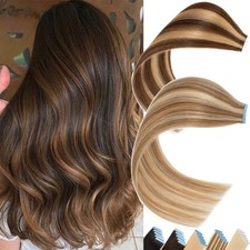 Tape in Hair Extensions Real Human Hair Invisible Skin Wefts Remy Hair Thick 50G