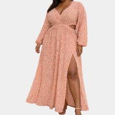 Old Navy Waist Defined Crepe Side Cutout  Floral Maxi Dress Size 3X