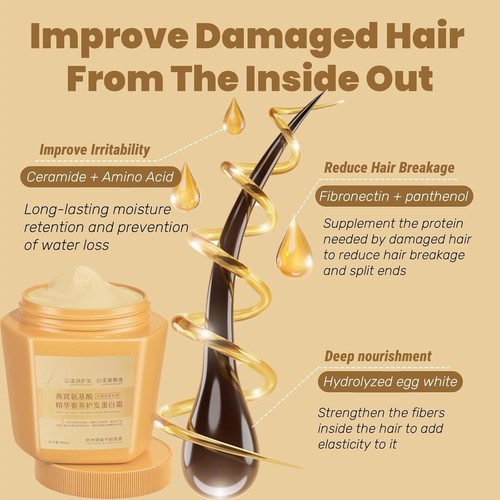 Amino Acid Essence Luxury Nourishing Hair Protein Cream, Moisturizing Repair... - Picture 5 of 6