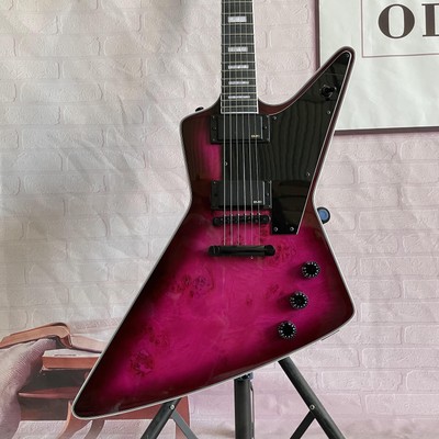 Purple Burst Explorer Electric Guitar H-H Pickups Burl Black Parts US Stock