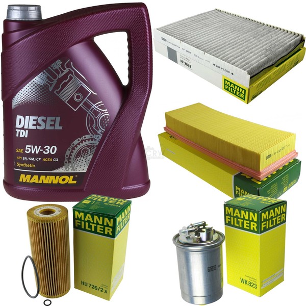 Mann Inspektionspaket 5L Mannol Diesel Tdi 5W-30 FüR Vw Polo Variant 1.9-image