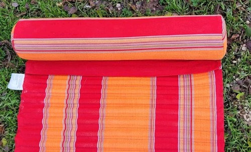 Vintage Roll Up Beach Mat w/Pillow 68"x 24" Orange Pink Striped Camping Beach - Bild 10 von 12