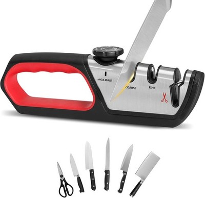 3 Stage Knife Sharpener W/ Adjustable Angle Guide Professional Knife Sharpener