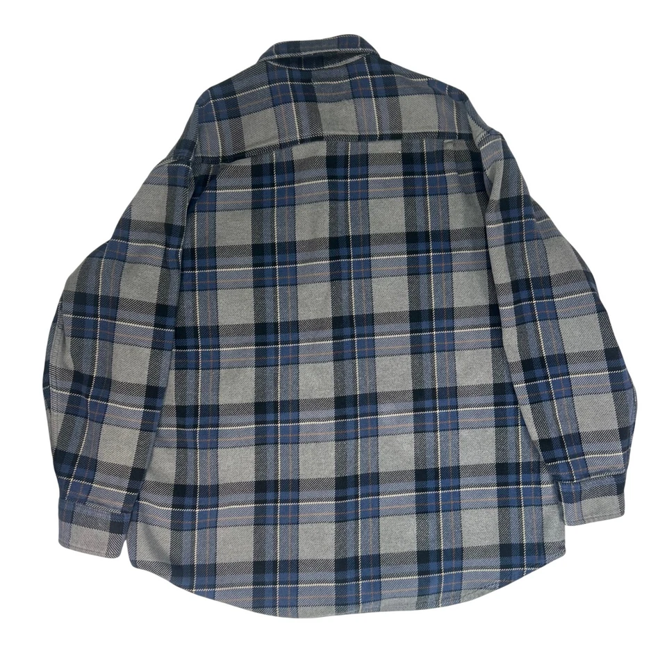 Camisa a Cuadros de Franela Algodón Gris Azul Manga Larga De Colección St. John's Bay Para Hombres Foto 3 de 4