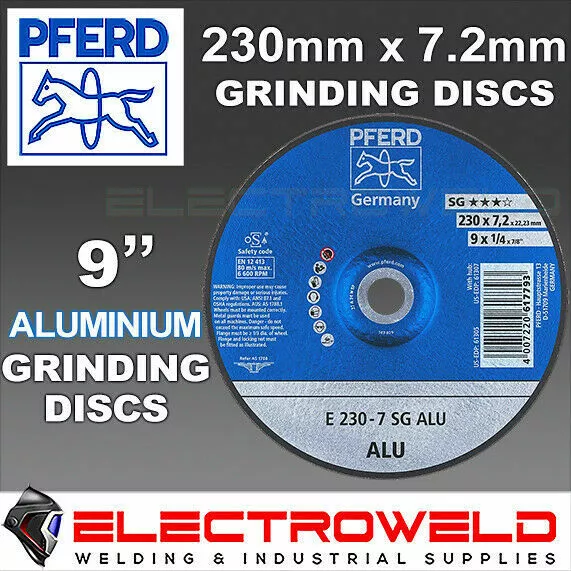 5 x PFERD 230mm 9 Aluminium Grinding Wheels Depressed Centre