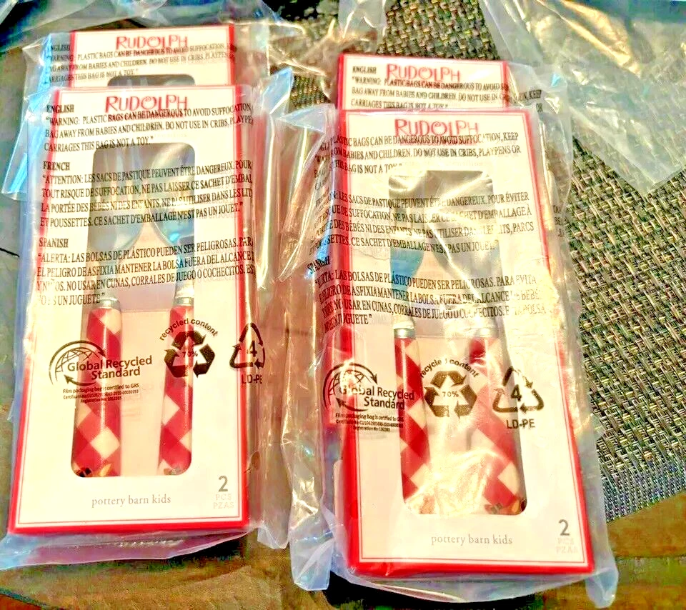 Pottery Barn Navidad Vacaciones Rudolph Cuadros Rojo Utensilio Fiesta Disney SET 4 - Foto 3 de 4