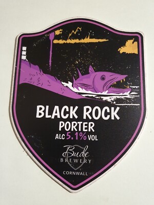 BUDE Brauerei BLACK ROCK PORTER Bier Real Ale Pumpe Clip Abzeichen GESCHLOSSEN Cornwall