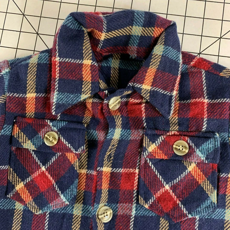 Chaqueta Camisa Acrílica Vintage Años 60 70 Niños Jóvenes Niños Franela Cuadros CPO Foto 3 de 4