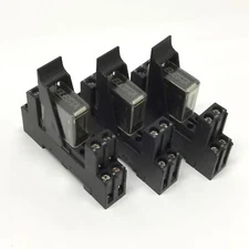 Lot of 3 Elesta SGR282 Power Relays DPDT, 24VDC Coil, 250VAC 8A w/Sockets