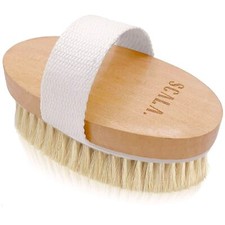 Dry Brushing Body Brush Natural Bristle Body Brush, Soft Body Exfoliating Bru...