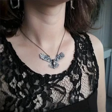 Soaring Owl Large Silver Color Woods Moon Night Silver Bird Pendant Necklace