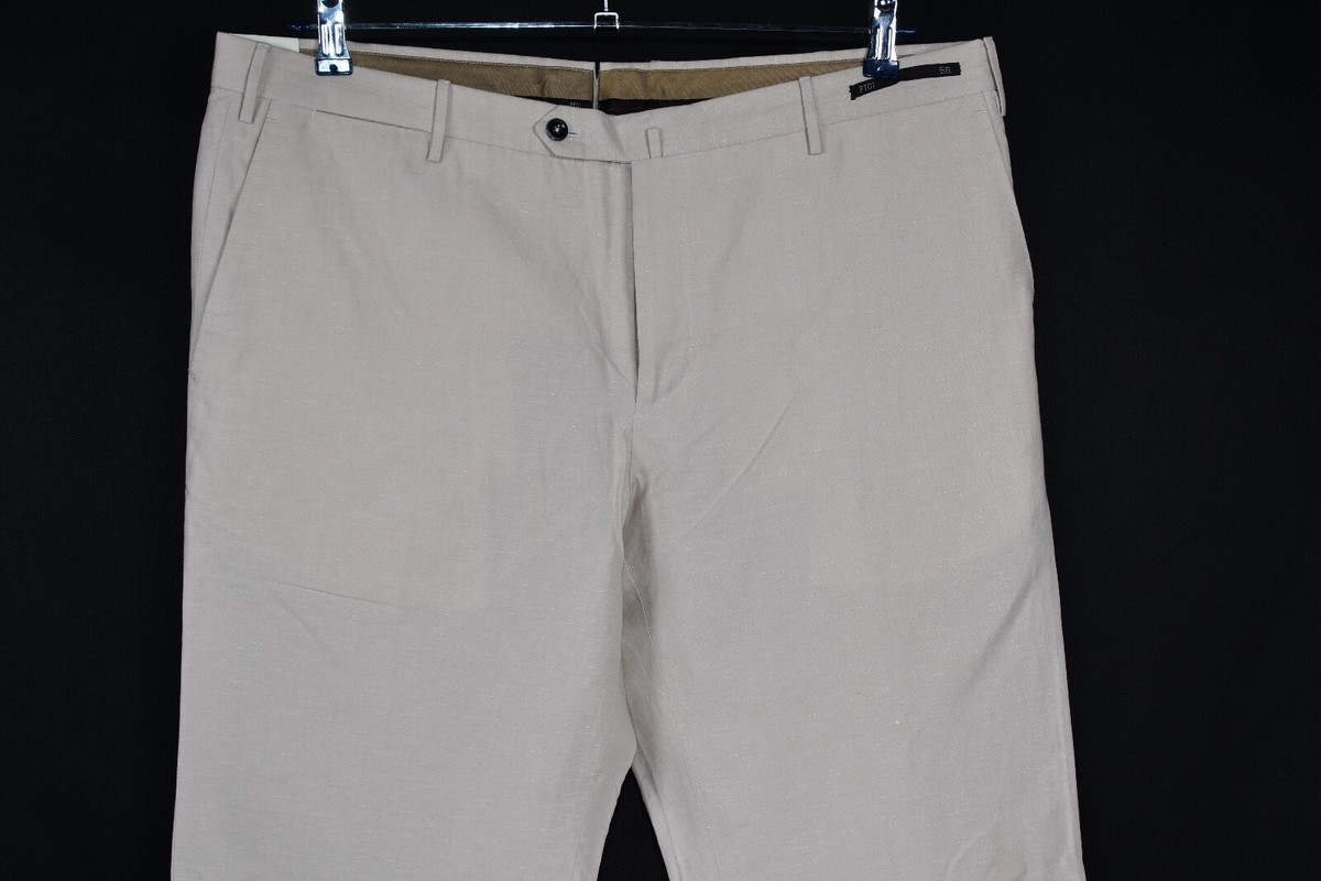 PT01 Slim Fit Linen Cotton Blend Superfine Men's Pants Dress