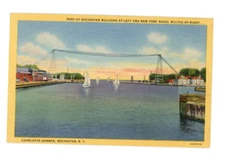 Postcard Port of Rochester building left New York Naval Militia at the right  