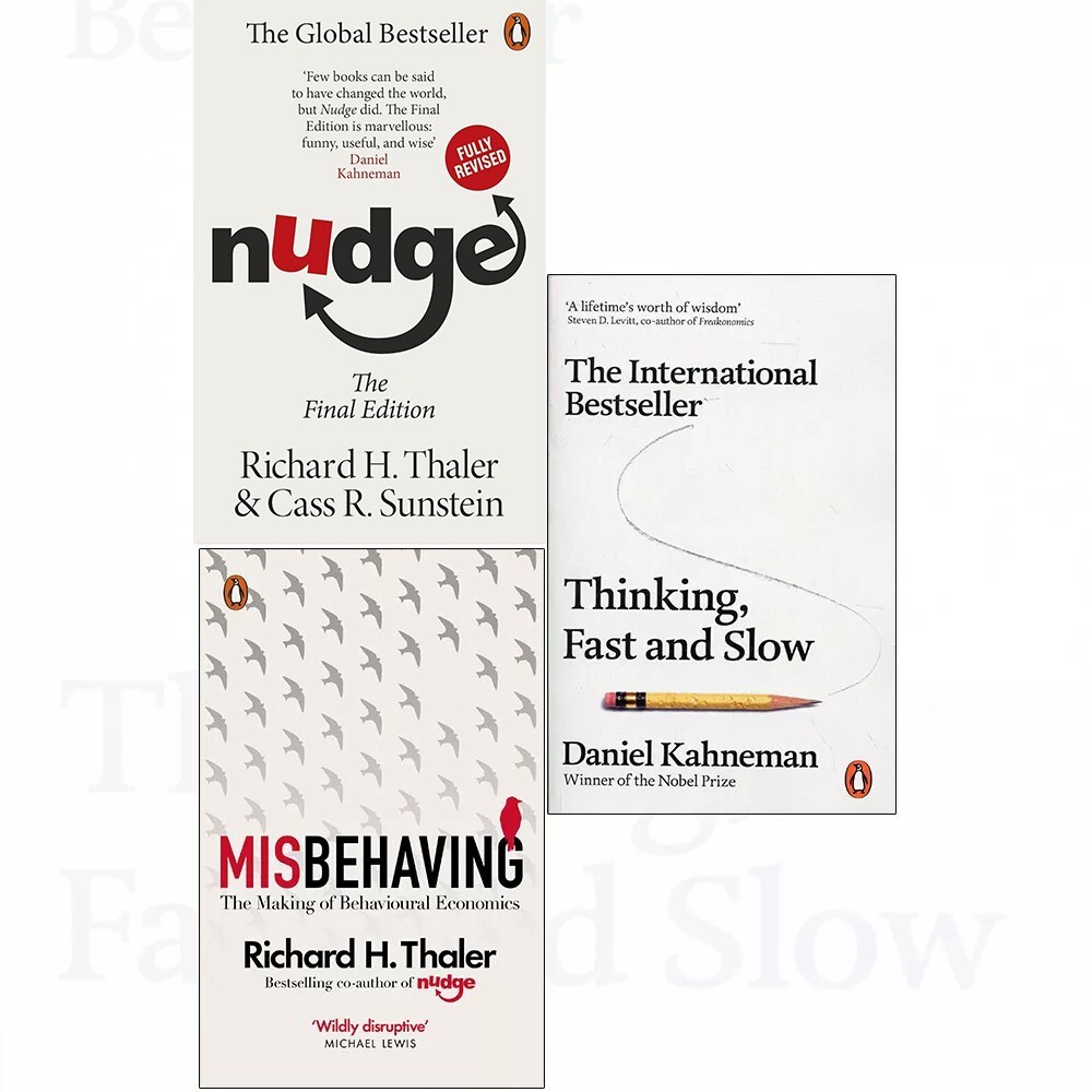 Nudge, Misbehaving,Thinking, Fast and Slow Daniel Kahneman 3 Books Set Paperback