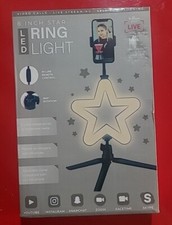 8 Inch Star LED Ring Light. Collapsible Tripod In-line Remote Phone Mount.