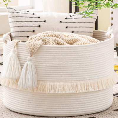 Large Blanket Basket (20''x13''),Woven Baskets for storage Baby Laundry Hamper,