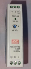 Mean Well MDR-20-24 DIN Rail Power Supply 24V/1.0A Used working.