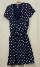 Slate & Willow Wrap Dress Womens Size Large Blue Polka Dot Side Knot Retro