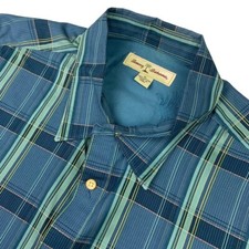 Tommy Bahama Men's 100 Cotton L/S Button Shirt Teal/Blue Plaid   XL
