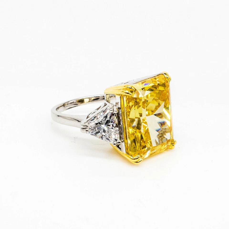 The Yellow Empress: anel folheado a ouro 18k de prata esterlina com zircão amarelo e branco - Imagem 2 de 4