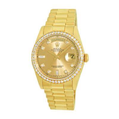 ROLEX 18K Yellow Gold 36mm Diamond  Day Date President 118348 Box Warranty MINTY