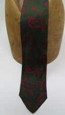 VTG 1970's SKINNY Long Neck Tie Lined Green Blue Paisley
