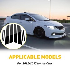8pcs Black Pillar Window Post Molding Cover Trim For Honda Civic Sedan 2012-2015